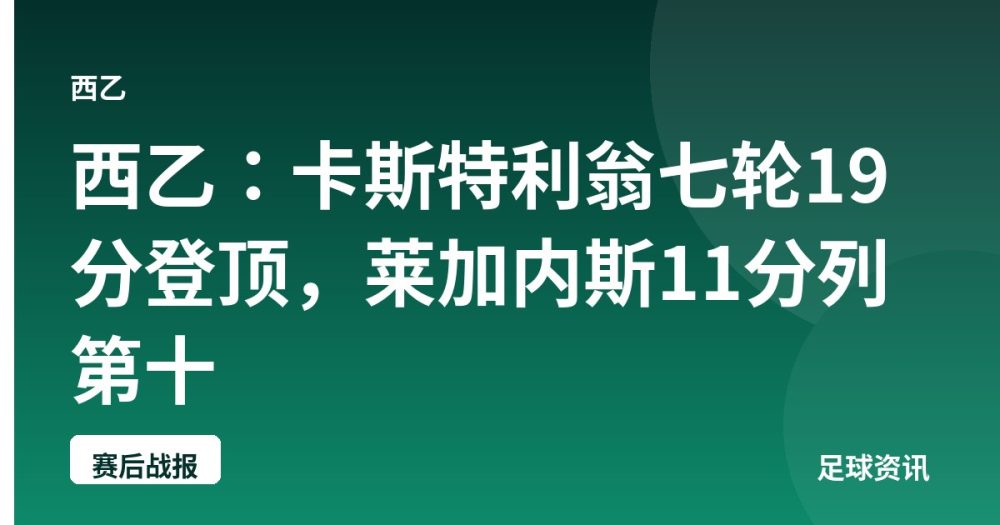 西乙：卡斯特利翁七轮19分登顶，莱加内斯11分列第十
